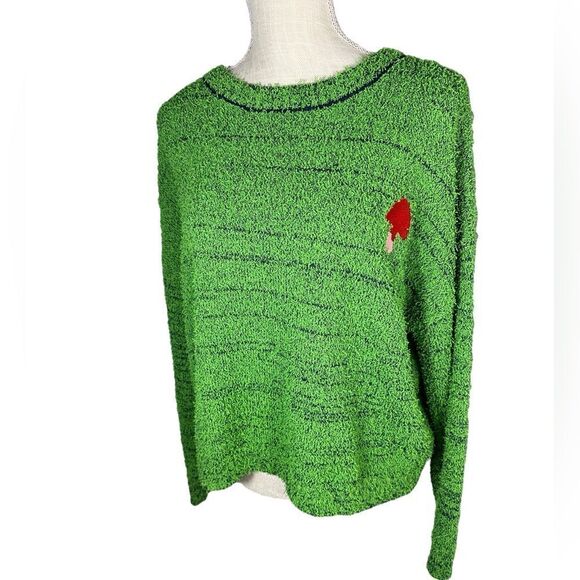 Cider Green & Navy Mushroom Embroidery Textured Gardencore Fairycore Sweater - Picture 7 of 10